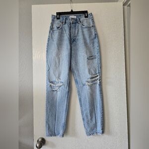 Zara Blue Boyfriend Jeans with Distressed Details